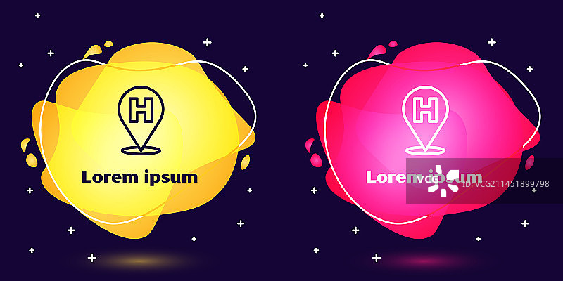 医疗地图指针与十字医院线条图案图片素材