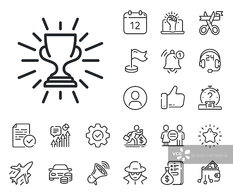 奖杯优胜者线条图标图片素材