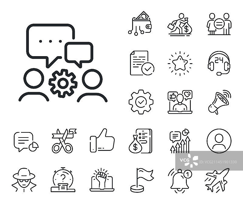 工程团队线条图标：工程师或建筑师图片素材