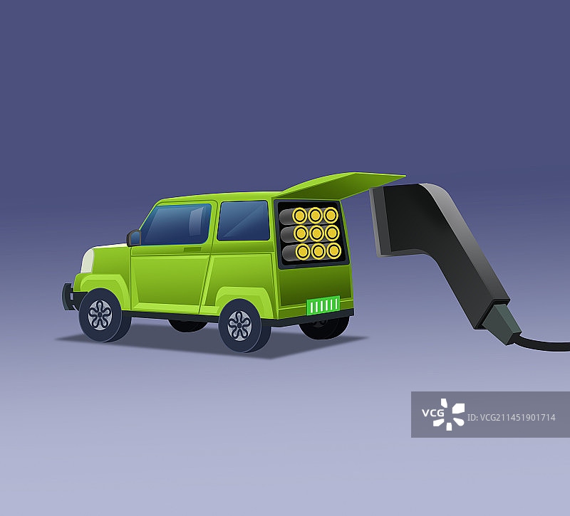 新能源汽车客车节能充电环保新型科技技术发达发展出行交通运输电力电源机械插画图片素材