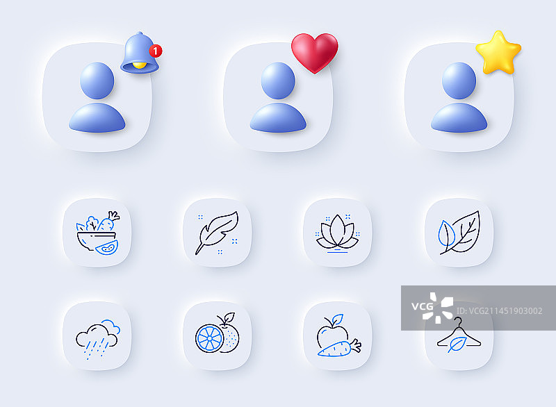 网页用橙色沙拉和苹果胡萝卜线条图标图片素材