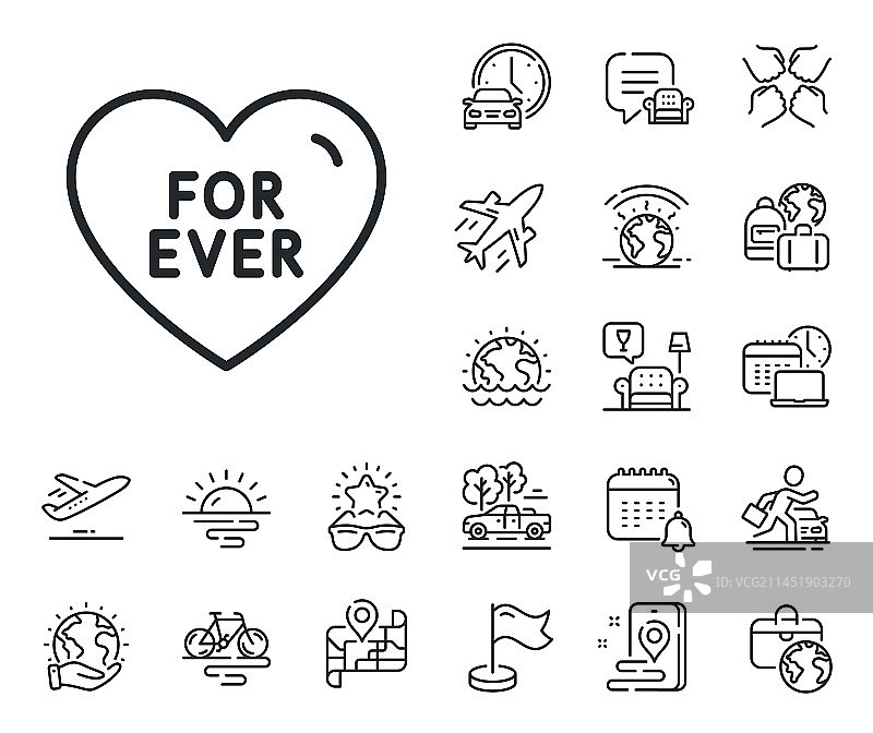 永恒的线条图标，甜心标志，情人节图片素材