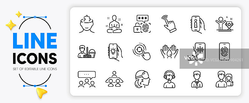 语音邮件面试工作和瑜伽线条图标图片素材