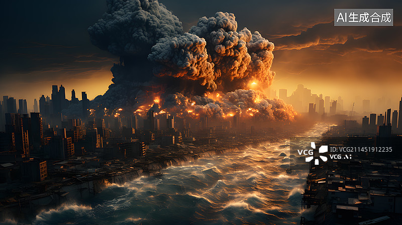 【AI数字艺术】核电站事故图片素材
