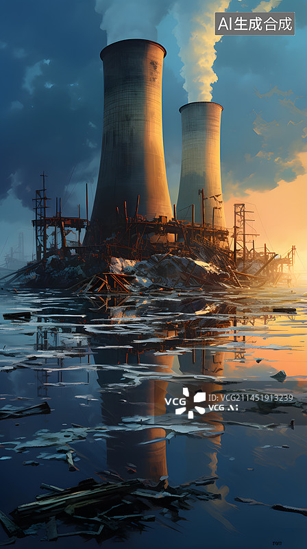 【AI数字艺术】核废水污染环境图片素材