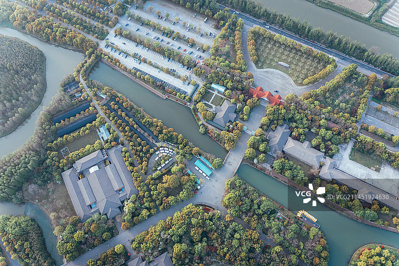 航拍上海海湾国家森林公园1号门图片素材