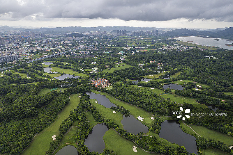 深圳光明高尔夫球会航拍图片素材