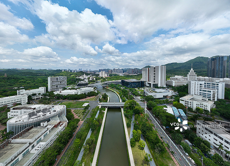广东省深圳市南山区西丽大学城深圳市科技图书馆哈工大深圳校区航拍图片素材