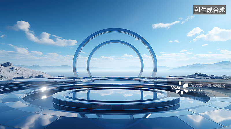 【AI数字艺术】3D科幻抽象空间背景图片素材