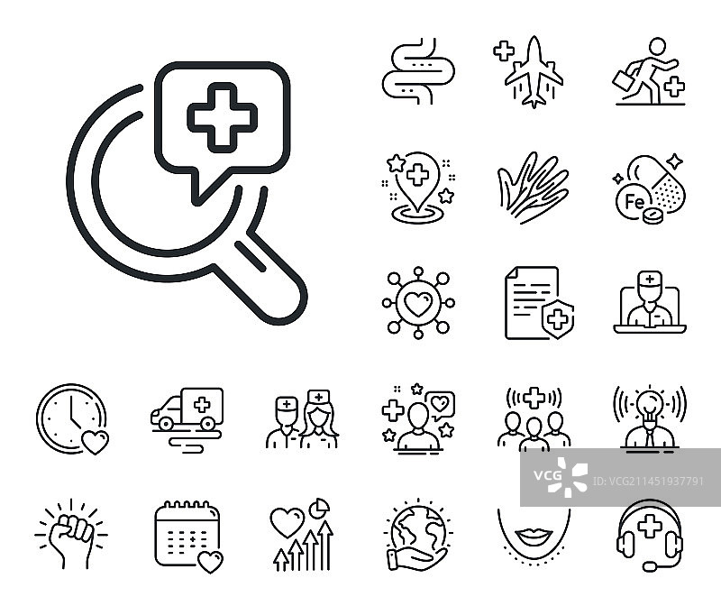 医疗分析线性图标医学帮助标志图片素材