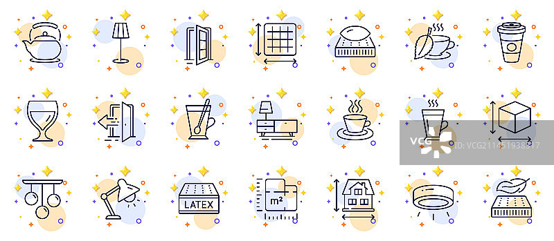 薄荷茶轻便床垫等轮廓合集图片素材