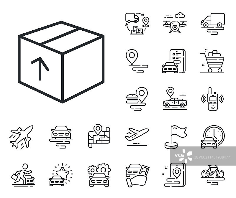 配送箱线性图标物流包装标志图片素材