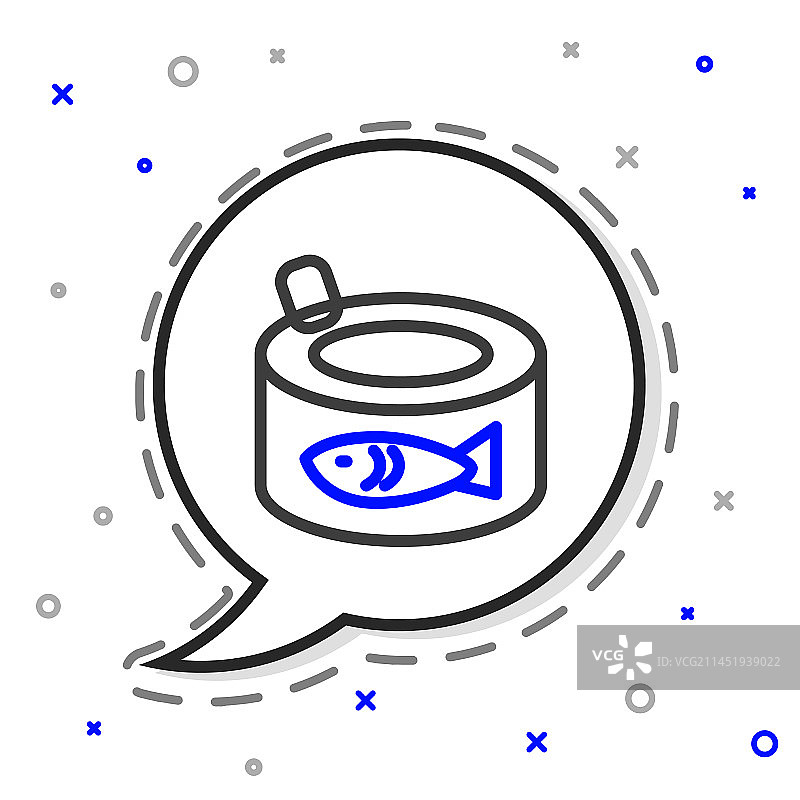 白色背景上的罐头鱼线性图标图片素材