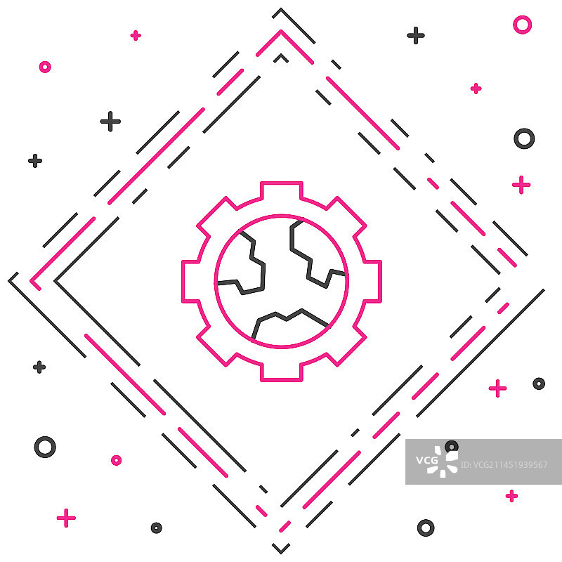 地球仪和齿轮图标图片素材