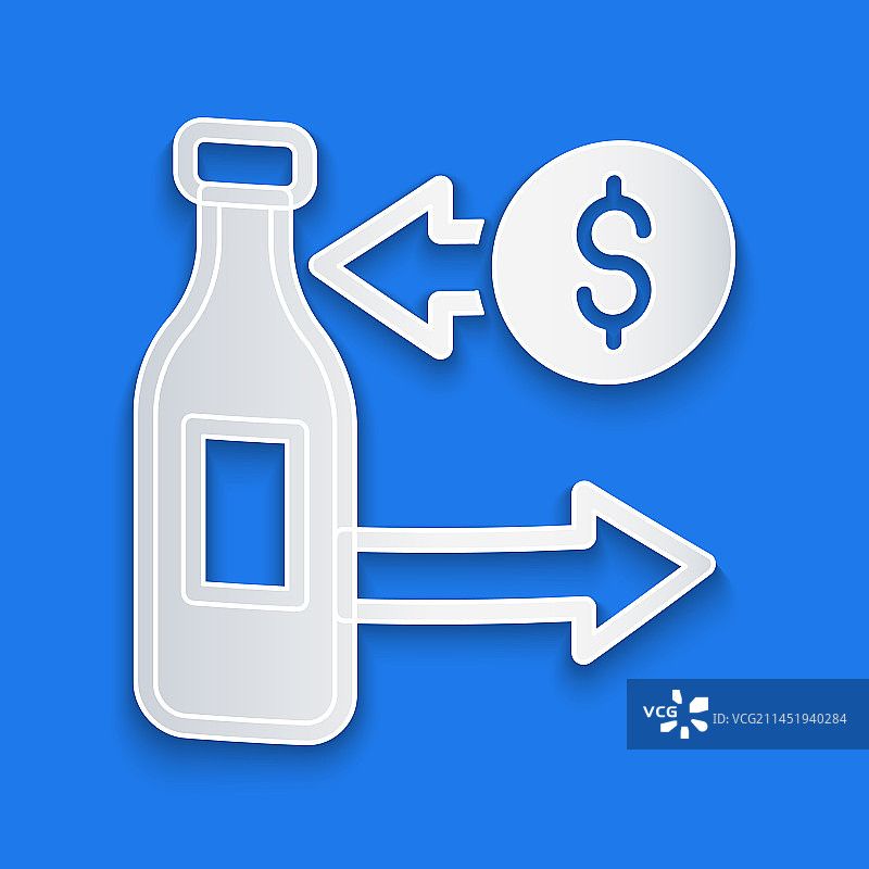 剪纸风格玻璃瓶回收图标图片素材