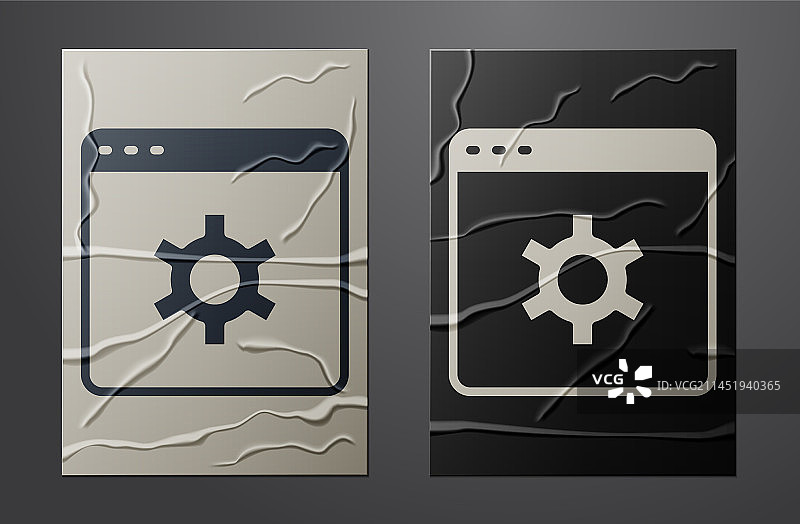 皱纹纸上的白色浏览器设置图标图片素材