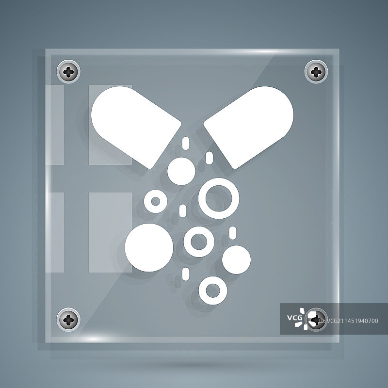 灰色背景上的白色毒药丸图标图片素材