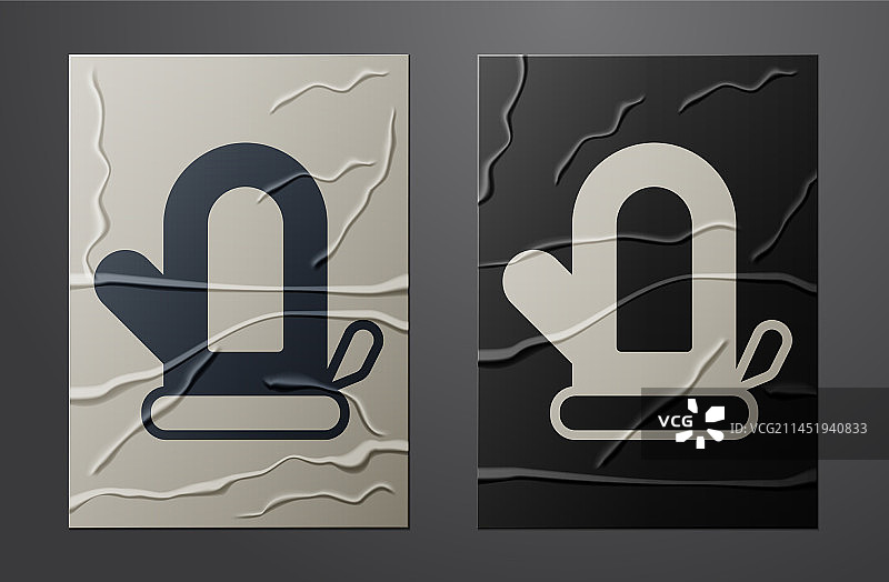 皱纹纸上隔离的白色桑拿手套图标图片素材