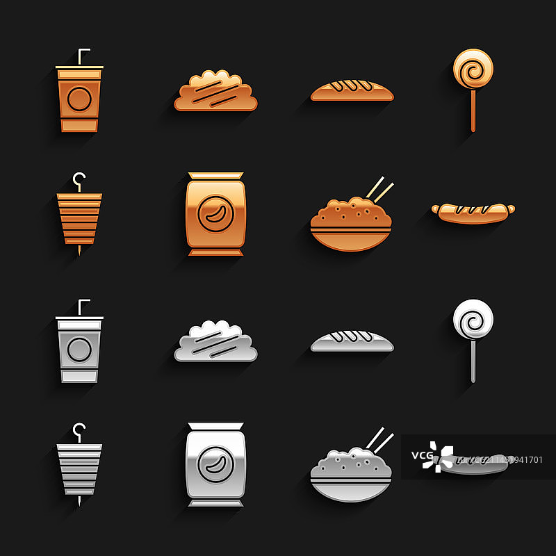薯片棒棒糖热狗食品袋套装图片素材