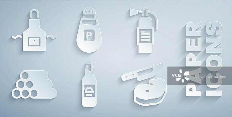 啤酒瓶、灭火器和木柴组合图片素材