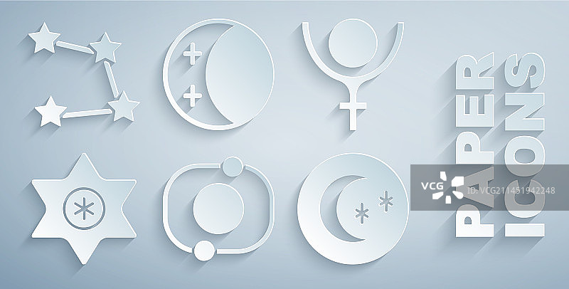 太阳系符号：冥王星、流星与月亮图片素材