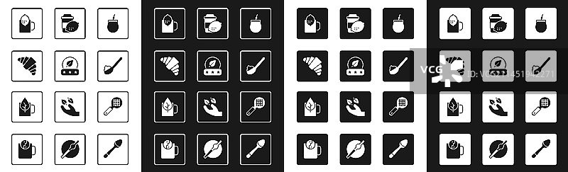 马黛茶茶叶牛角包杯子套装图片素材