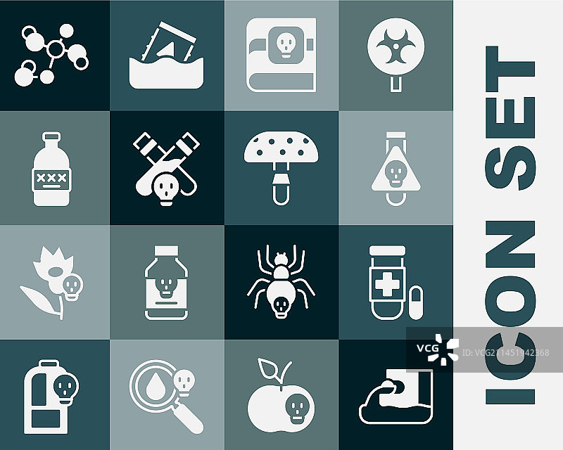 废水解药瓶和药剂书套装图片素材