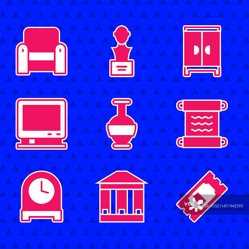 古代双耳瓶博物馆电影院组合图片素材