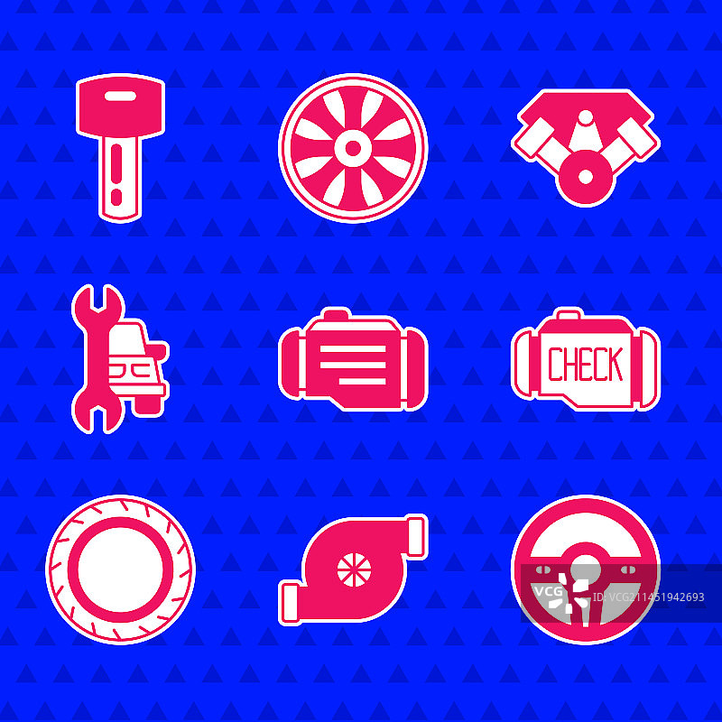 汽车涡轮增压发动机检查设置图片素材