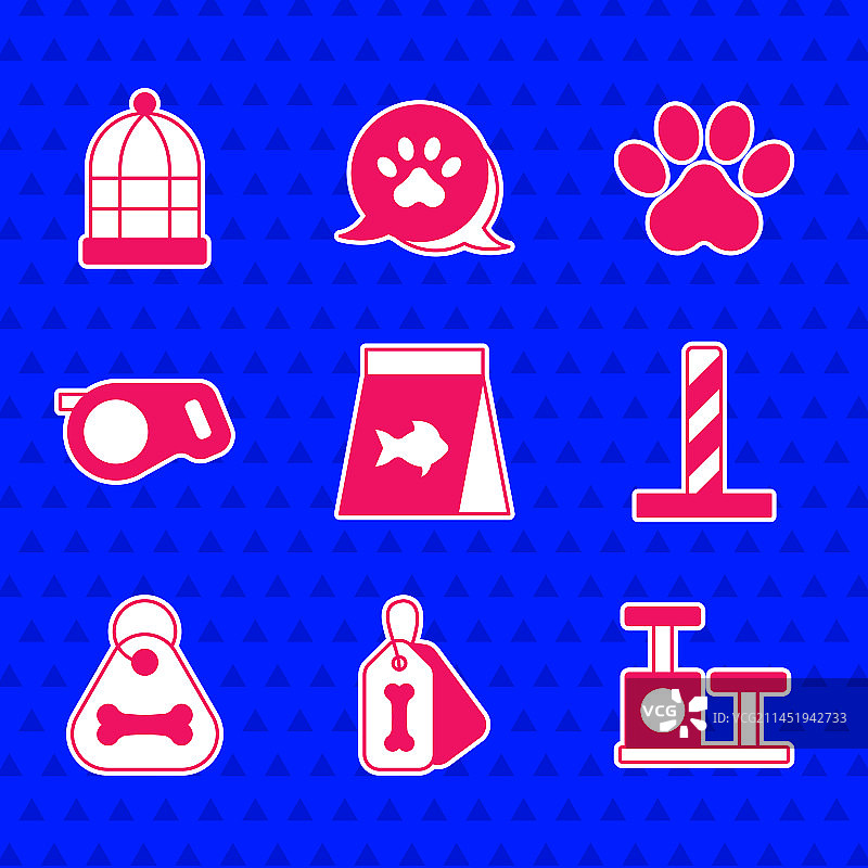 鱼食、带骨头狗项圈和猫食物套餐图片素材