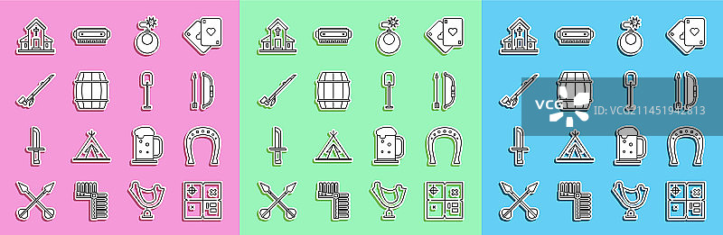 藏宝图、马蹄铁与弓箭图片素材