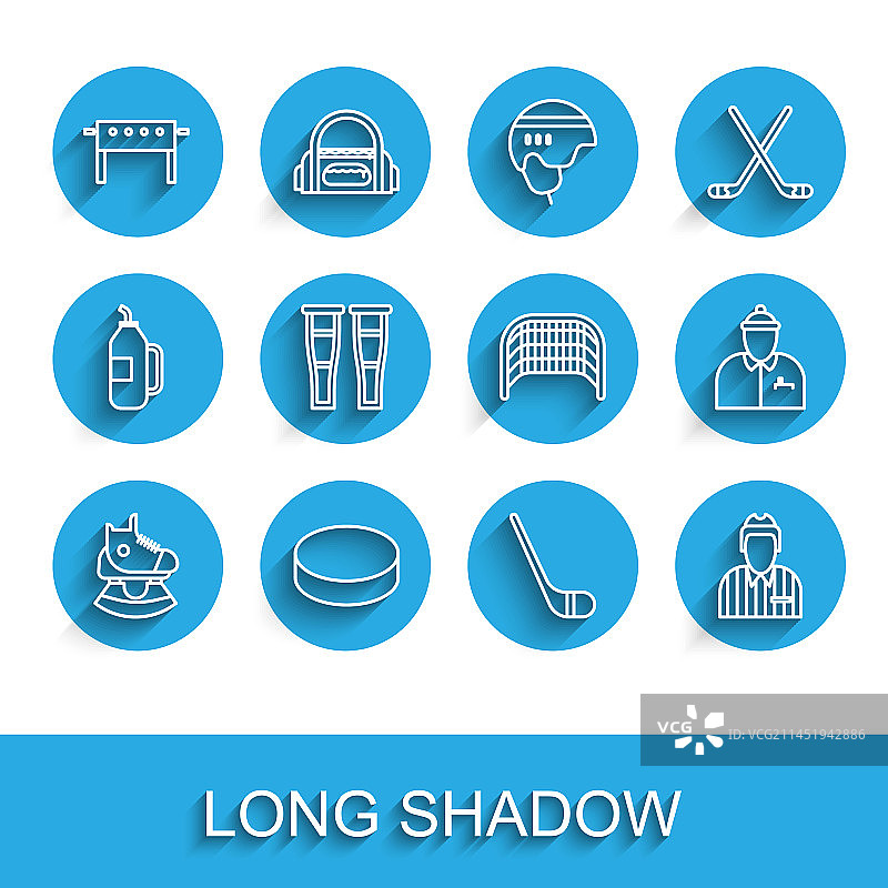 溜冰鞋、冰球和冰球桌线条素材图片素材