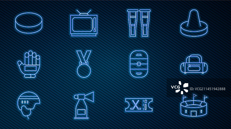 冰球体育场运动包拐杖组合图片素材