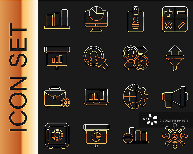 美元网络、扩音器和销售漏斗图片素材