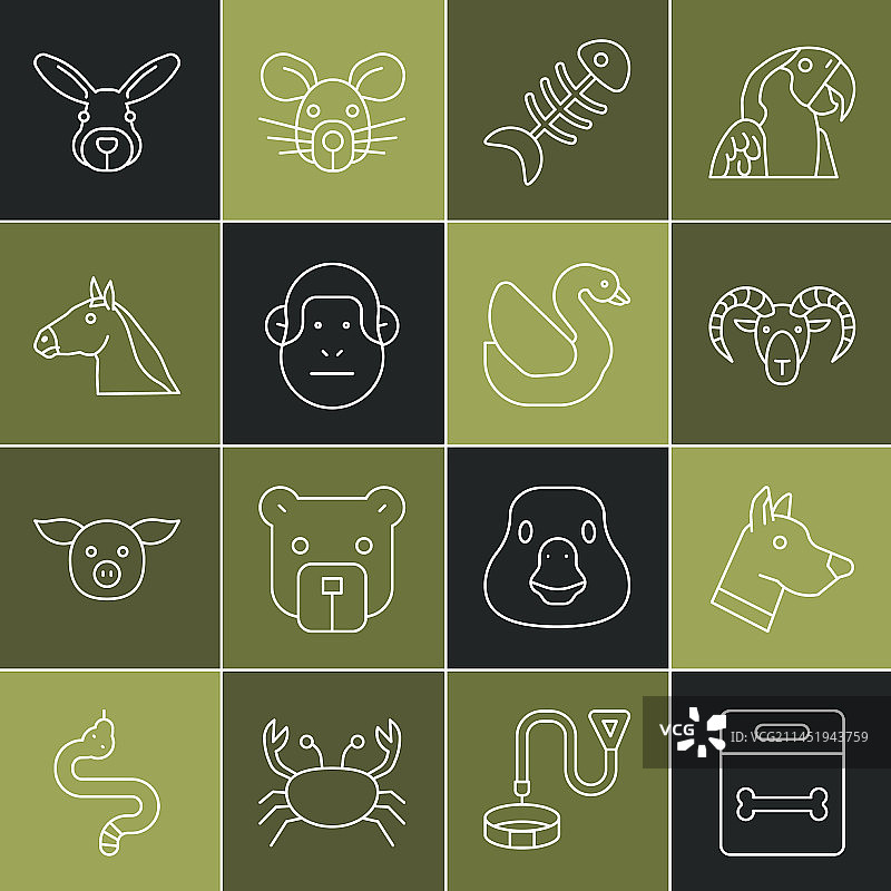 线条狗骨头、山羊头或公羊头鱼图片素材