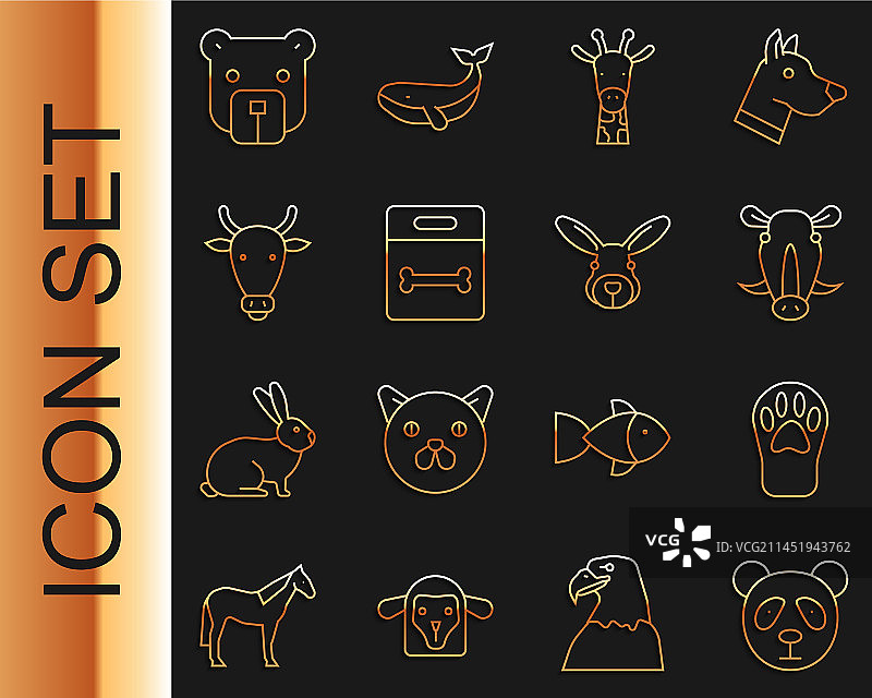 可爱熊猫脸爪印野猪组合图片素材