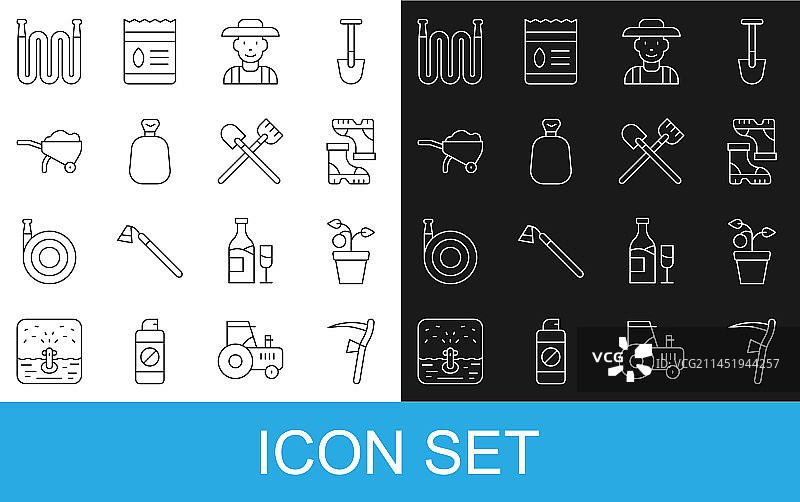 大镰刀盆栽防水橡胶线条组合图片素材