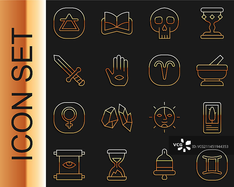 双子座、塔罗牌、研钵等图标图片素材