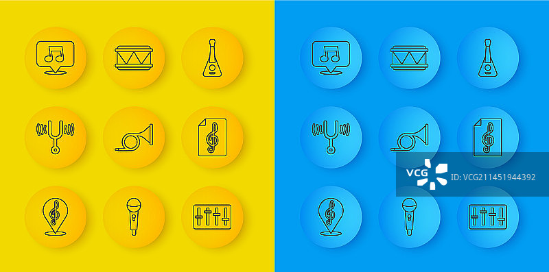 高音谱号、音叉、小号图片素材