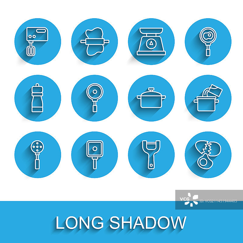 抹刀煎锅电动搅拌器线条组合图片素材