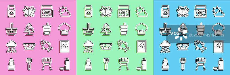 保温容器、相框与厨师帽图片素材