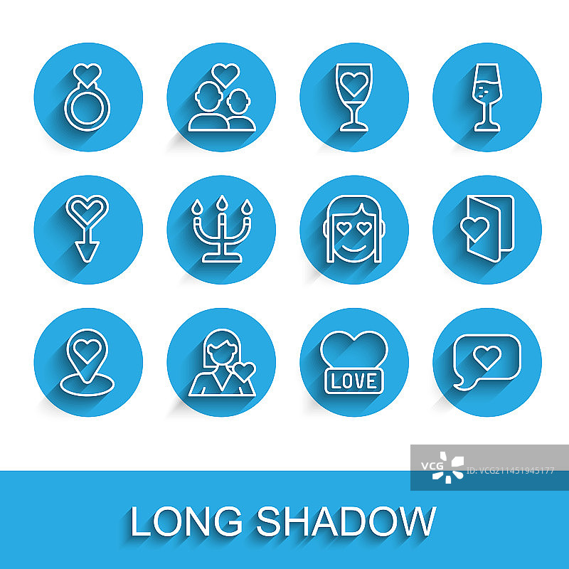 带有心形和浪漫女孩的线条位置设置图片素材