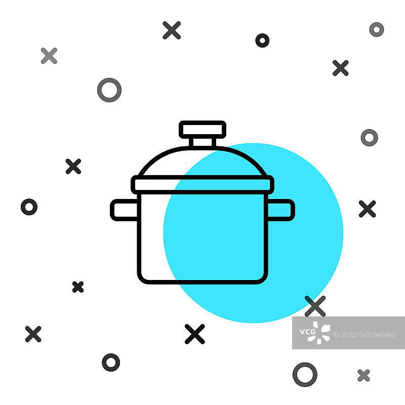 白色背景上的黑色线条烹饪锅图标图片素材