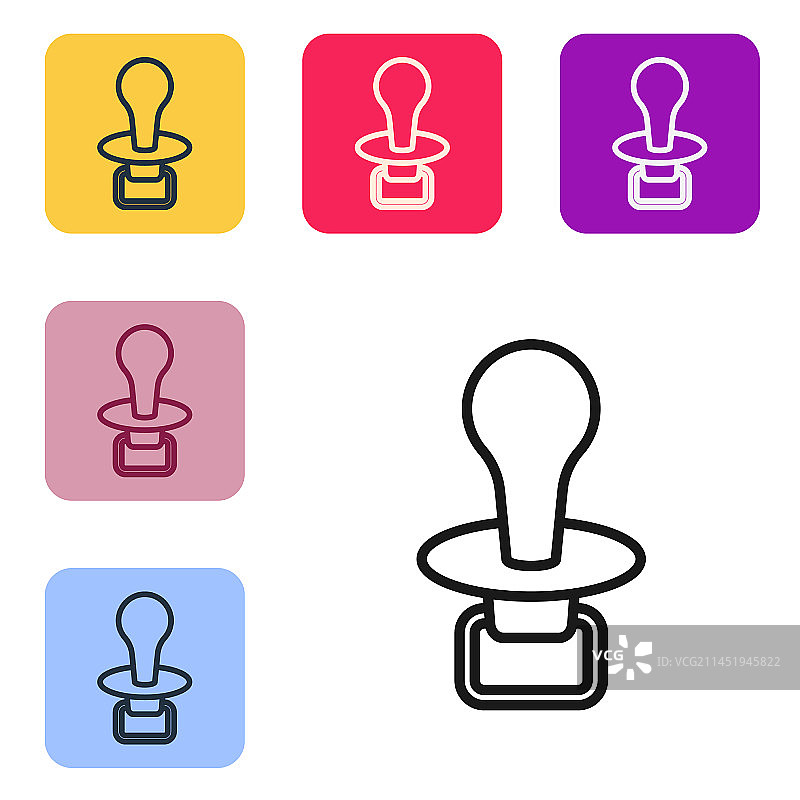 婴儿奶嘴黑线图标图片素材