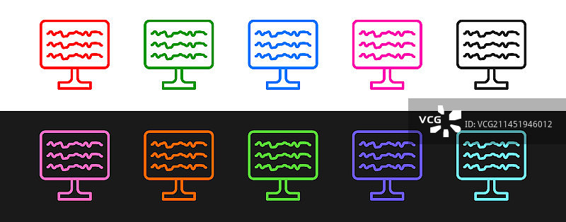 脑电图黑色背景图标图片素材