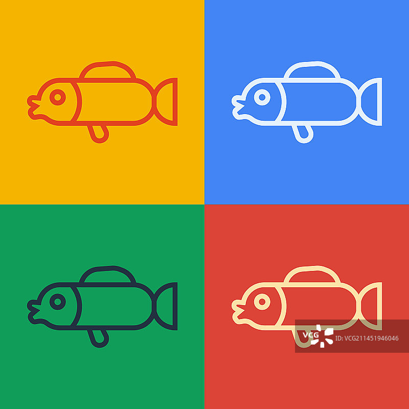 波普艺术线条河豚鱼图标图片素材