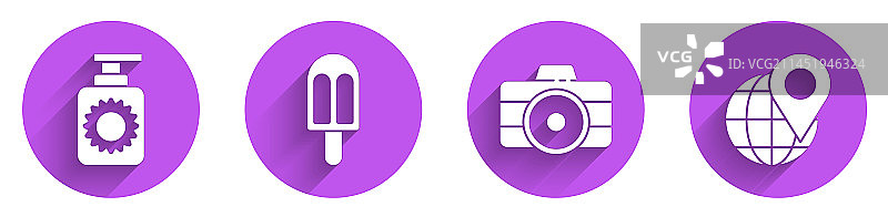 防晒喷雾套装：瓶装、冰淇淋图片素材