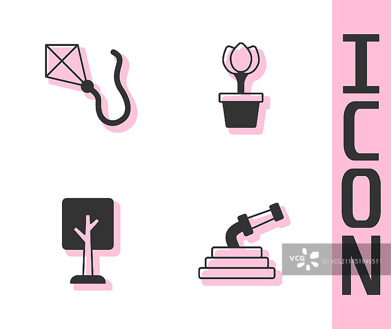 花园软管、风筝、森林和郁金香图片素材