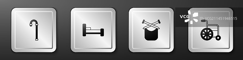 手杖、拐杖、床和针织用品图片素材