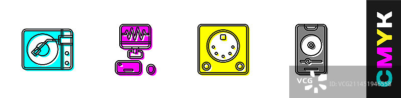 黑胶唱片机与黑胶唱片音乐录音套装图片素材